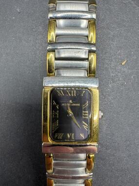 Jacques Lemans Ladies Watch Two Tone Silver & Gold Tone Black Dial 1-1034 20MM